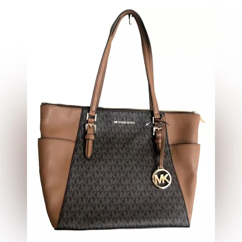 NWT MICHAEL KORS Charlotte Hope Brown Purse Bag  $398